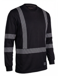 Forcefield Hi Vis Black Crewneck Long Sleeve Ultrasoft Technical Tee