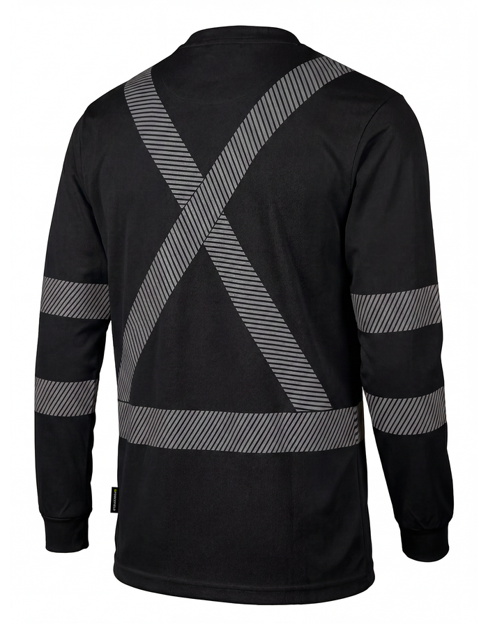 Forcefield Hi Vis Black Crewneck Long Sleeve Ultrasoft Technical Tee