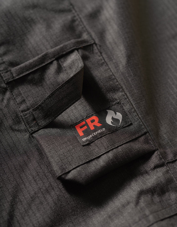 Forcefield Hi-Vis Black Flame-Resistant (FR) Ripstop Light Weight Bib Pants