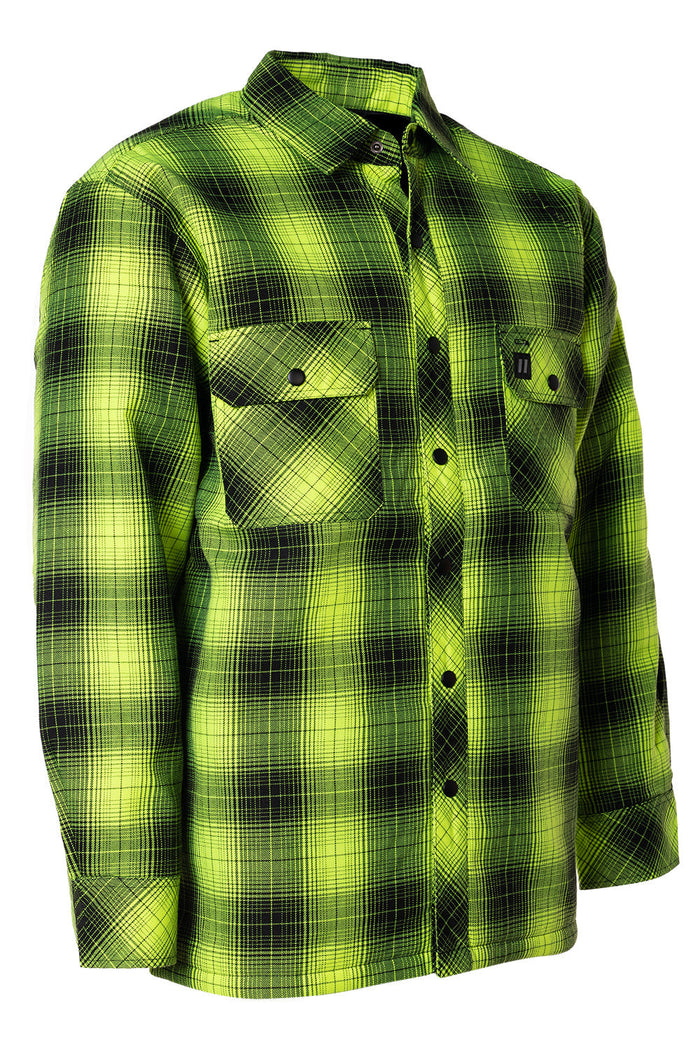 Forcefield Hi Vis Black Shadow Plaid Quilted Flannel Shirt Jacket
