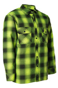 Forcefield Hi Vis Black Shadow Plaid Quilted Flannel Shirt Jacket
