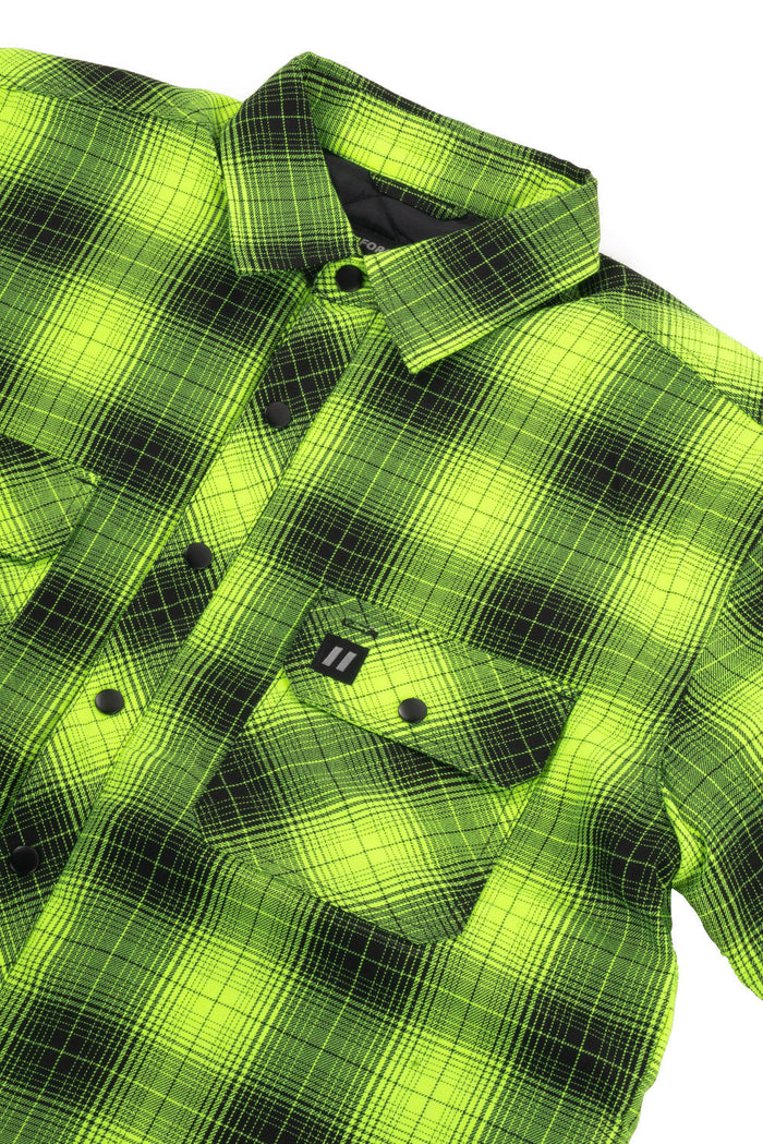 Forcefield Hi Vis Black Shadow Plaid Quilted Flannel Shirt Jacket