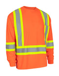 Forcefield Hi Vis Crew Neck Long Sleeve Safety Tee with Chest Pocket