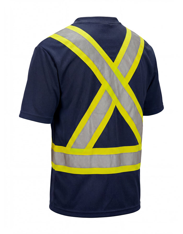 Forcefield Hi Vis Crew Neck Short Sleeve Safety Tee Shirt with Chest Pocket