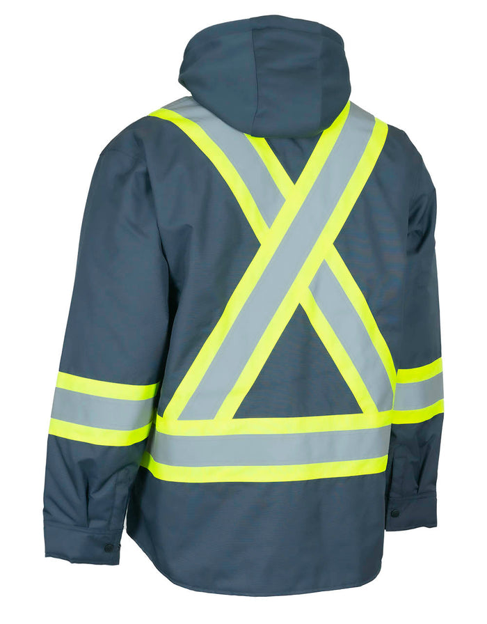 Forcefield Hi-Vis Hoodie Shacket With Detachable Hood