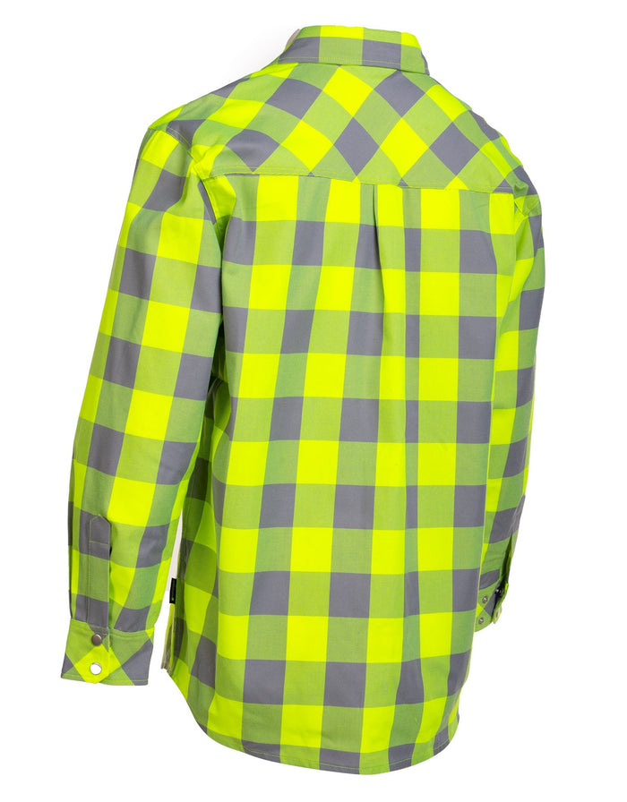 Forcefield Hi Vis Lime Buffalo Plaid Unlined Flannel Shirt