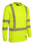 Forcefield Hi Vis Lime Crewneck Long Sleeve Ultrasoft Technical Tee