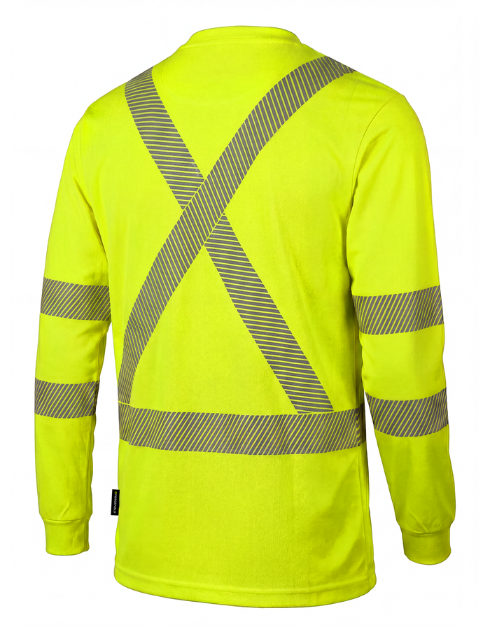 Forcefield Hi Vis Lime Crewneck Long Sleeve Ultrasoft Technical Tee