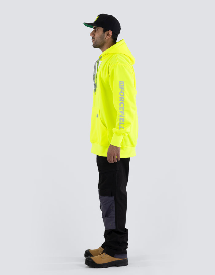 Forcefield Hi Vis Lime Pullover Forcefield Logo Sleeve Graphic Hoodie