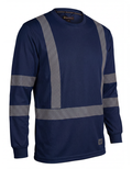 Forcefield Hi Vis Navy Crewneck Long Sleeve Ultrasoft Technical Tee