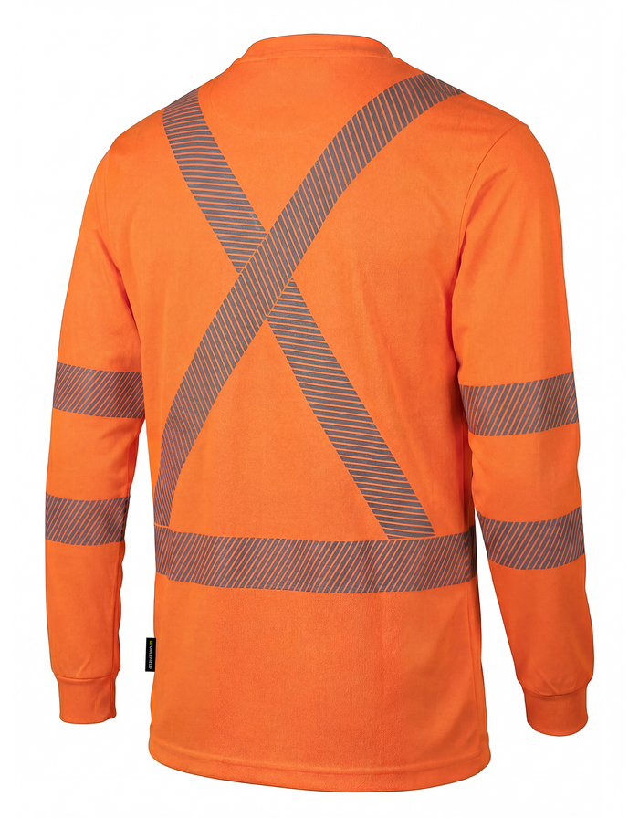 Forcefield Hi Vis Orange Crewneck Long Sleeve Ultrasoft Technical Tee