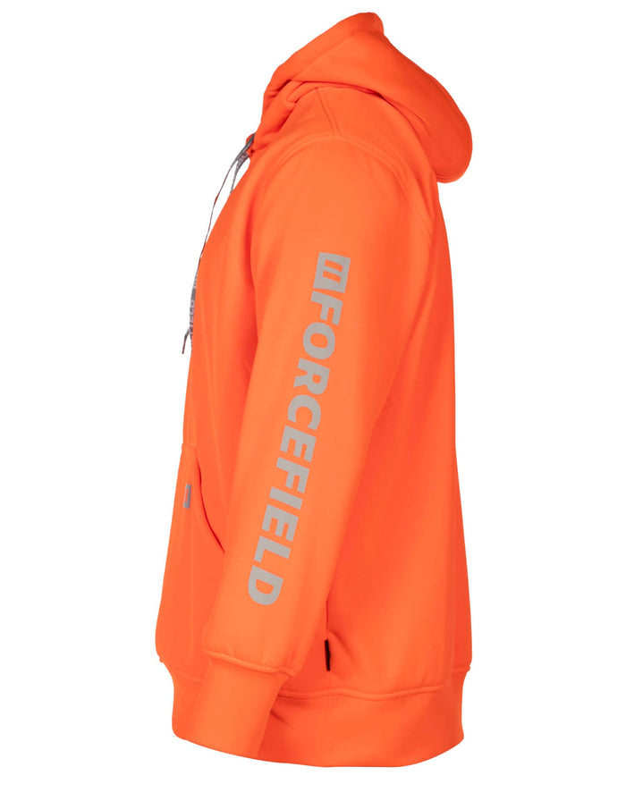 Forcefield Hi Vis Orange Pullover Forcefield Logo Sleeve Graphic Hoodie