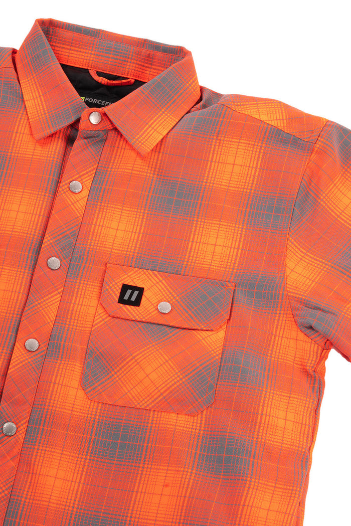 Forcefield Hi Vis Orange Shadow Plaid Quilted Flannel Shirt Jacket