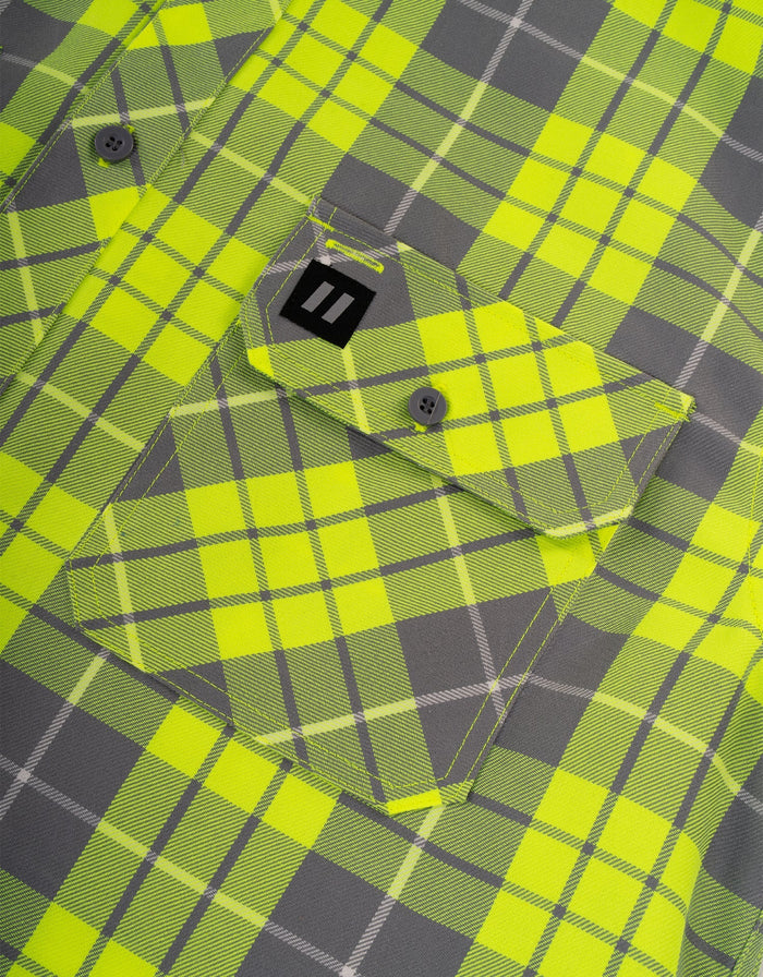 Forcefield Hi Vis Plaid Button-Down Unlined Flannel Shirt