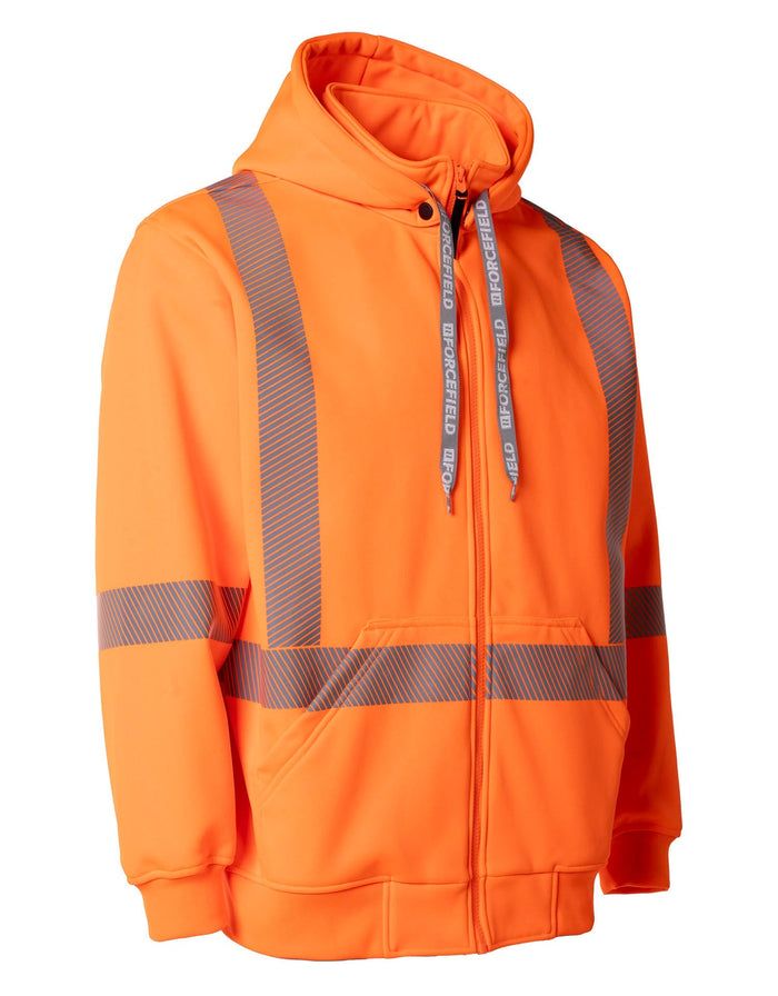 Forcefield Hi Vis Safety Hoodie with Segmented Reflective Tape and Detachable Hood