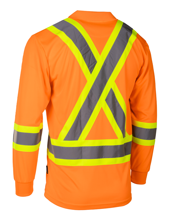 Forcefield Hi Vis Safety Long Sleeve Polo Tee