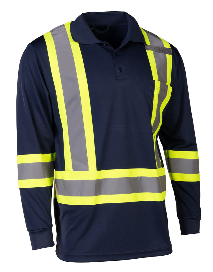 Forcefield Hi Vis Safety Long Sleeve Polo Tee