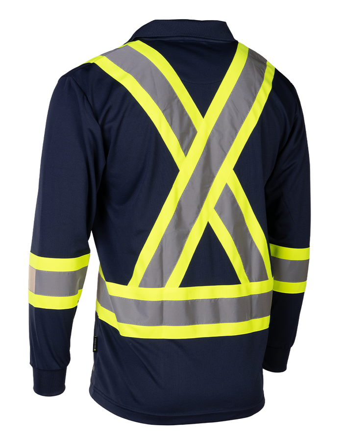 Forcefield Hi Vis Safety Long Sleeve Polo Tee
