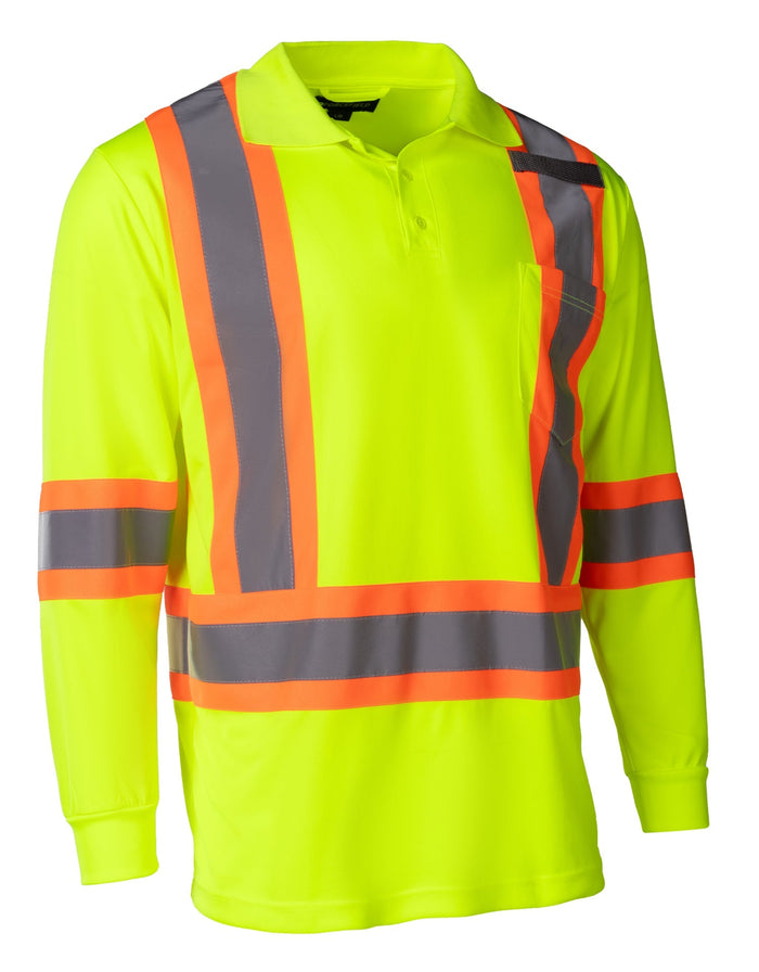 Forcefield Hi Vis Safety Long Sleeve Polo Tee