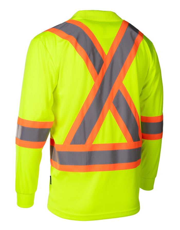 Forcefield Hi Vis Safety Long Sleeve Polo Tee