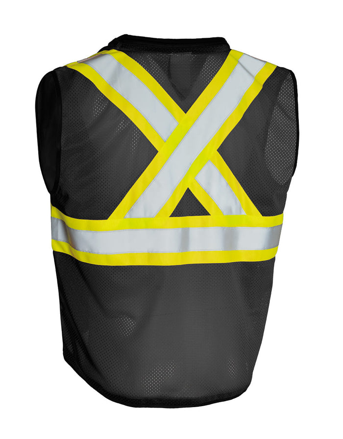 Forcefield Hi Vis Traffic Safety Vest with Zipper Front, Tricot Polyester