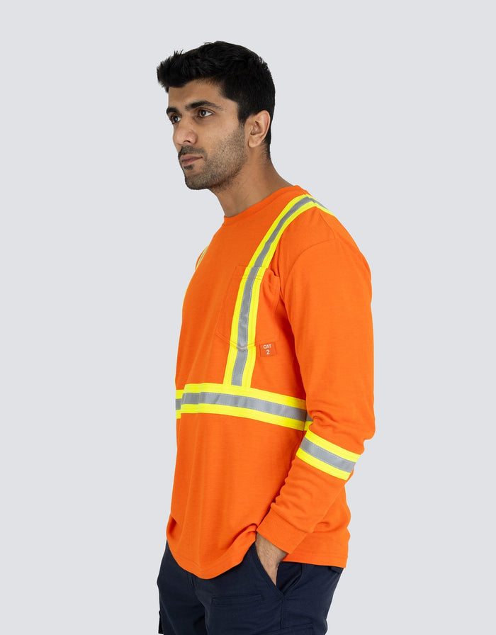Forcefield Inherent Flame-Resistant 6.4oz Long Sleeve Safety T-shirt