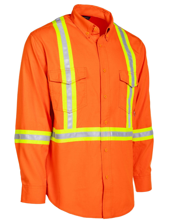 Forcefield Inherent Flame-Resistant Long Sleeve Button Down 6oz Safety Shirt