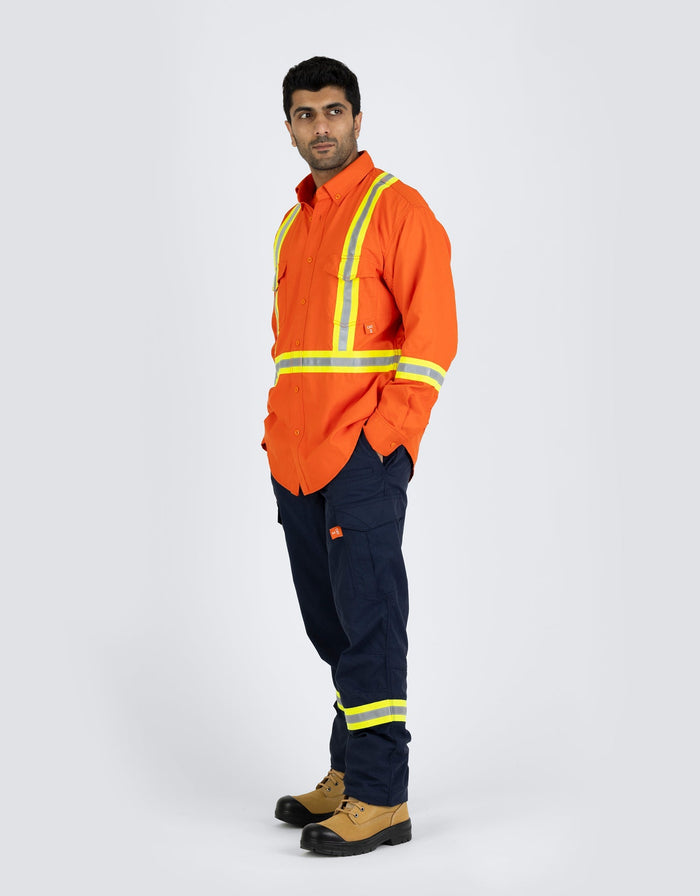 Forcefield Inherent Flame-Resistant Long Sleeve Button Down 6oz Safety Shirt