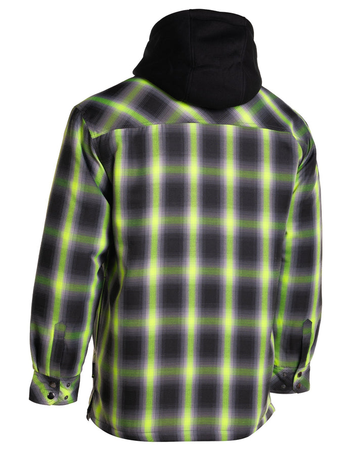Forcefield Lime Ombre Plaid Hooded Quilt-lined Shirt Jacket