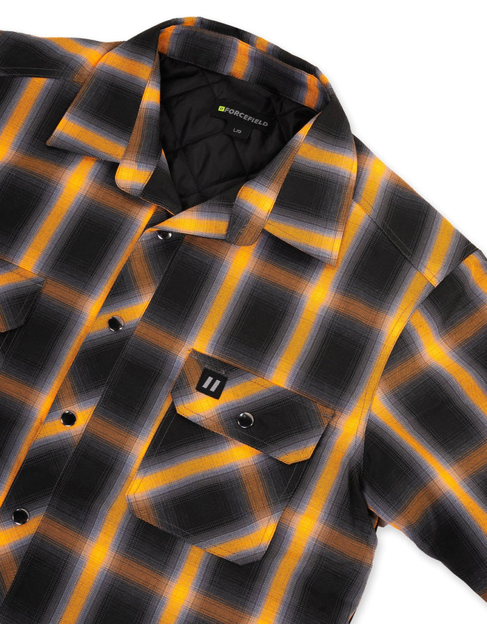 Forcefield Orange Ombre Plaid Quilt-lined Shirt Jacket