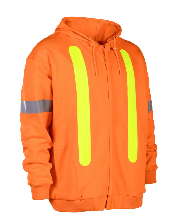 Forcefield Retro Safety Cotton Hoodie With Reflective Arm Striping