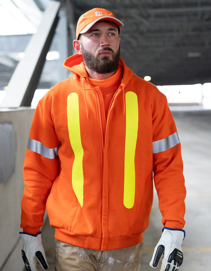 Forcefield Retro Safety Cotton Hoodie With Reflective Arm Striping