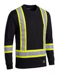 Forcefield Ultracool Black Poly/Cotton Crewneck Long Sleeve Safety T-Shirt with Chest Pocket