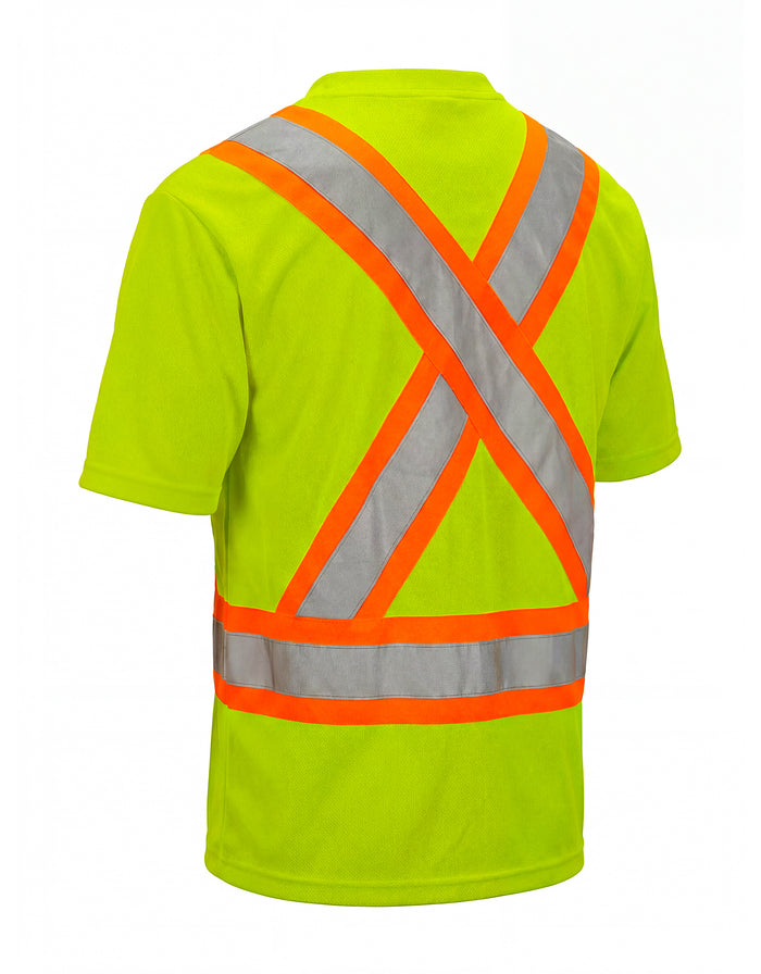 Forcefield Ultrasoft Hi Vis Crewneck Short Sleeve Safety Tee Shirt with Chest Pocket