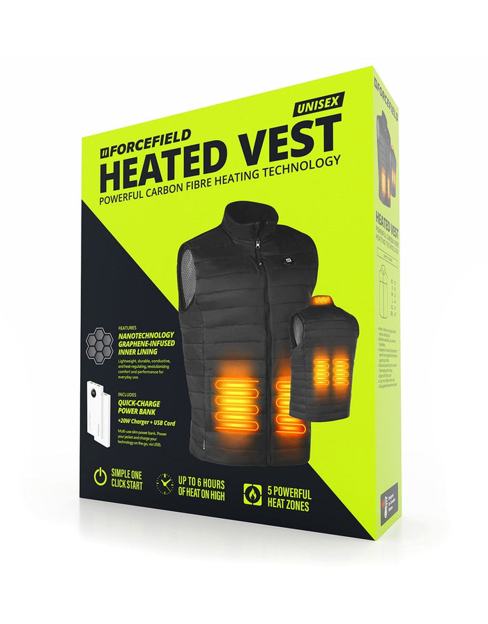 Forcefield Unisex Lightweight Heated Vest with New Graphene-Infused Inner Lining (Battery Included)