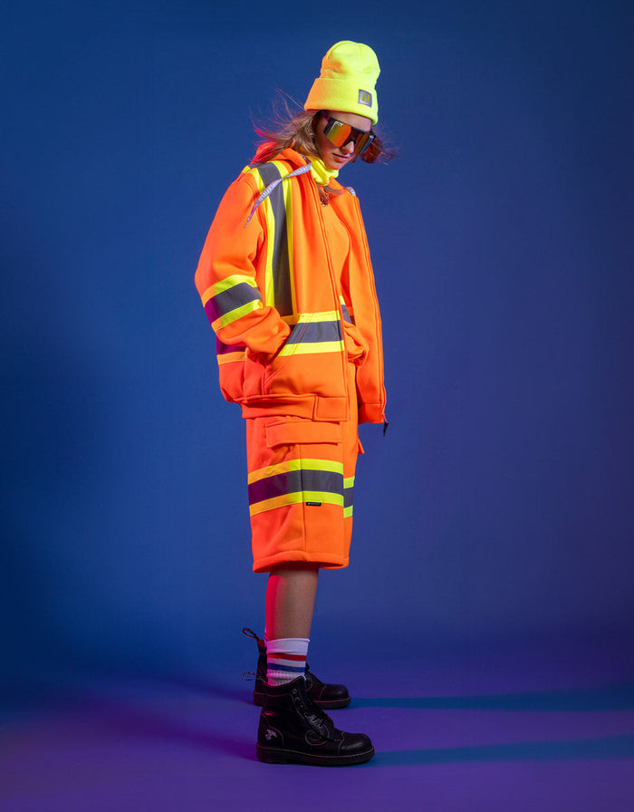 Forcefield Women's Hi Vis Safety Hoodie with Detachable Hood