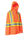 Forcefield Women's Hi Vis Safety Rain Jacket with Snap-Off Hood