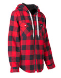 Forcefield Women's Hooded Sherpa-Lined Buffalo Plaid Flannel Shirt jacket
