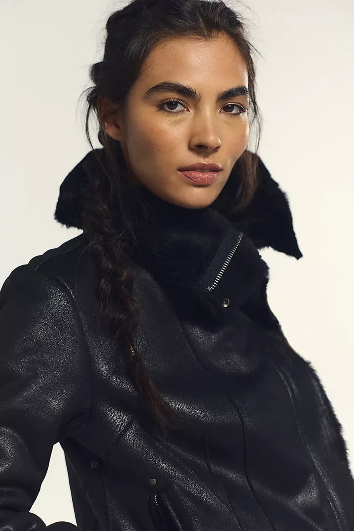 Fourline Shearling Aviator in Black