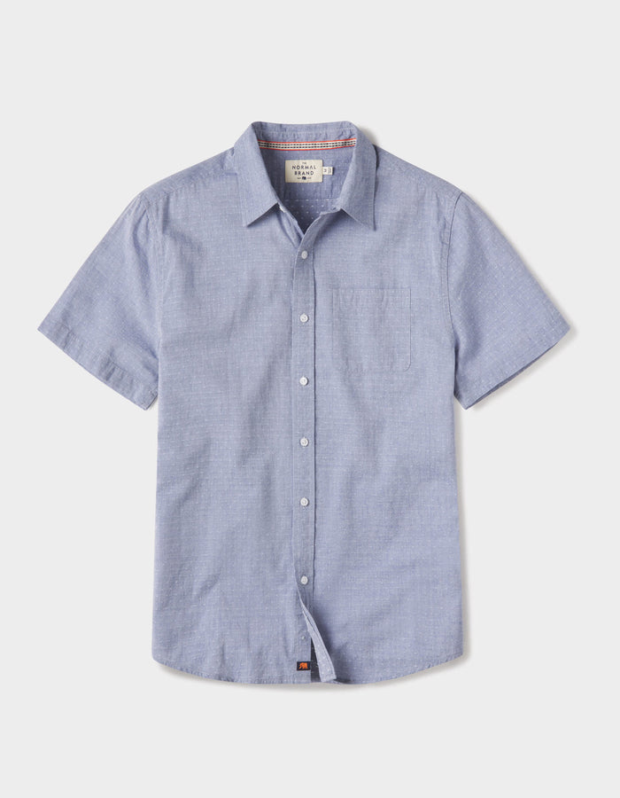 Freshwater Button Up Shirt - Blue Dobby