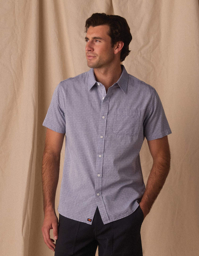 Freshwater Button Up Shirt - Blue Dobby
