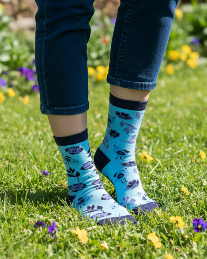 FRIDAY SOCK CO. Chaussettes - Oiseau Bleu et Fleur