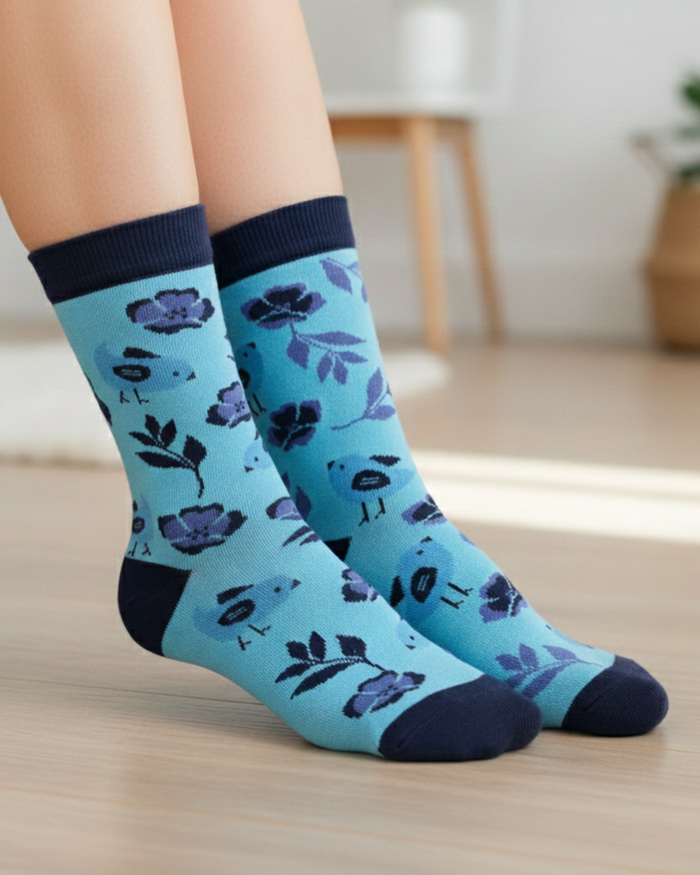 FRIDAY SOCK CO. Chaussettes - Oiseau Bleu et Fleur
