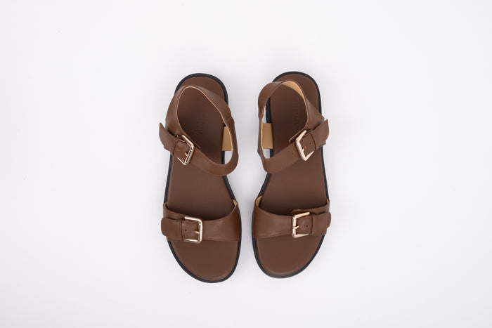 Aerial Shot of brown leather sandal in larger sizes 42 43 44 45 46