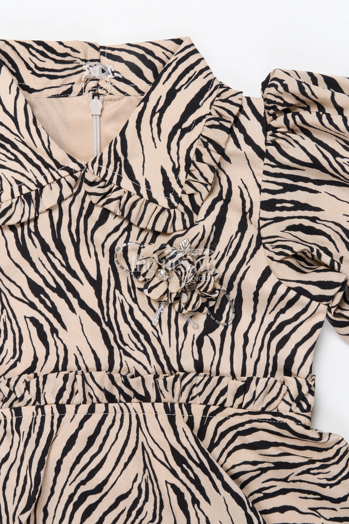 The Nesavu Girls Co-Ord Sets Girls Animal Print Co-Ord Set for Festive Wear and Fashion Outings Nesavu Nesavu girls animal print co-ord set balloon sleeves peplum top festive outings