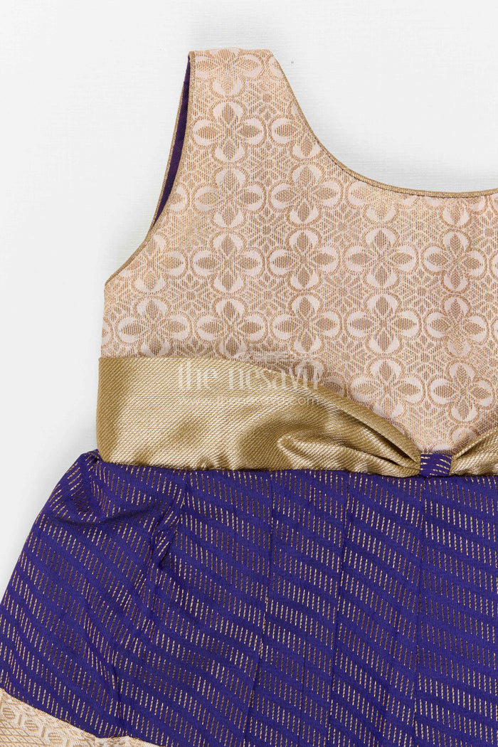 The Nesavu Girls Kanchi Silk Frock Girls Arani Silk Frock for Weddings and Festive Occasions Nesavu Nesavu Girls Semi Arani Kanchivaram Silk Frock For Weddings Receptions And Festive Celebrations