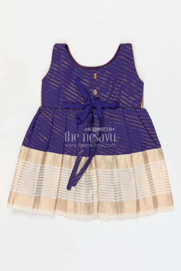 The Nesavu Girls Kanchi Silk Frock Girls Arani Silk Frock for Weddings and Festive Occasions Nesavu Nesavu Girls Semi Arani Kanchivaram Silk Frock For Weddings Receptions And Festive Celebrations
