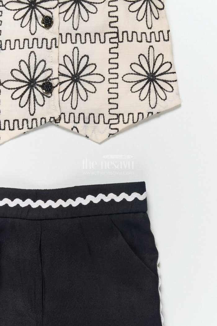 The Nesavu Girls Casual Set Girls Blazer Set for School Functions and Casual Festive Wear Nesavu Nesavu girls embroidered blazer set cultural school functions festive dressing