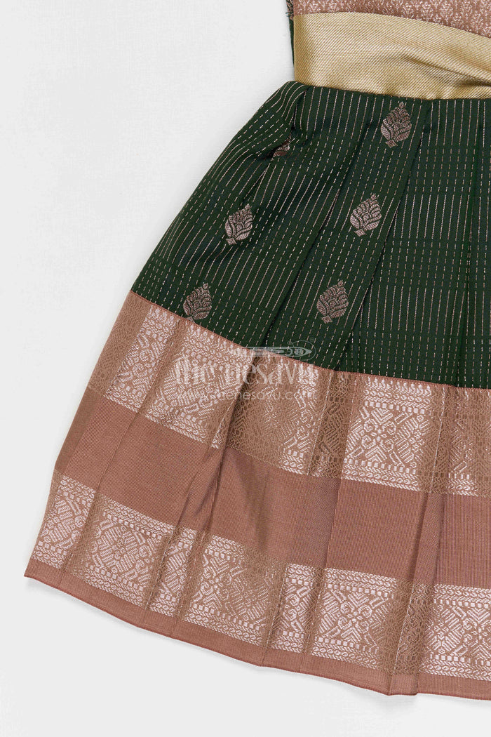 The Nesavu Girls Kanchi Silk Frock Girls Bridal Silk Frock for Weddings and Receptions Nesavu Nesavu Girls Semi Bridal Silk Kanchivaram Frock For Weddings Receptions And Festive Occasions