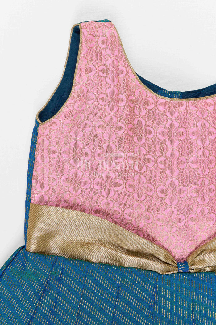 The Nesavu Girls Kanchi Silk Frock Girls Bridesmaid Silk Frock for Wedding Celebrations Nesavu Nesavu Girls Bridesmaid Kanchivaram Silk Frock For Weddings Receptions And Festive Functions